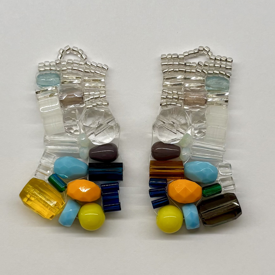 Party earrings 04, clear and multicolor